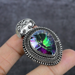 Looduslik Mystic Topaz V&auml;&auml;riskivi 925 Sterling H&otilde;be Ehted Ripats 1.97 F2L36