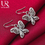 925 Sterling h&otilde;bedane &otilde;&otilde;nes liblikas ripats augustamine k&otilde;rvar&otilde;ngad Moodsad pulmaehted 3.50*2.30cm