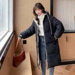 Uus s&uuml;gistalvine puuvillase polsterdatud jope Korea stiilis lahtine talvine paks kapuutsiga puuvillane jakk Keskmise pikkusega moodne soe puuvillane jakk Ins Women's Trend S valge