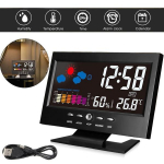 Uus viis-&uuml;hes LED digitaalne &auml;ratuskell, ilmastikun&auml;idik, termomeetri niiskusmonitor koos edasil&uuml;kkamisfunktsioonidega must