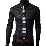 Meeste s&auml;rk Business Style Slim Pehme Mugavus Stiilid Pikad varrukad vabaaja kleidis&auml;rk Kingitus Meestele M-5XL Hot Asian Size M tumesinine v&auml;rv