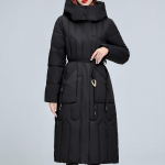 Suures suuruses L-7XL Moodsad talvejoped Naiste mantel kapuutsiga Elegantne lahtine paks soe naiste mantel 4XL must