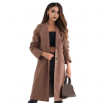 Naiste villane jakk alla keeratava kraega &uuml;hev&auml;rviline &uuml;he n&ouml;&ouml;biga mantel keskmise pikkusega soe pikkade varrukatega pendeldamiseks kohtingutele kevad s&uuml;gis talv pealisr&otilde;ivas M kohv