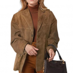 Naiste jope, vintage OL pendelr&auml;nde stiil, alla keeratav krae, &uuml;herealine &uuml;hev&auml;rviline lahtine keskmise pikkusega mantel XXXL