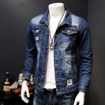 Kevad ja S&uuml;gis Korea Versioon Denim R&otilde;ivaste Trend Meeste Tide Slim Jakk Vabaaja Pluss Suurus M sinine