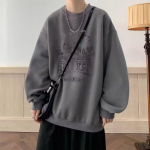 Tr&uuml;kitud s&uuml;gistalvine kampsun meeste kevad ja s&uuml;gis 2024 Korea uus &uuml;mmargune kaelus, vaba topp &scaron;ikk Hongkongi stiilis trendikas M must