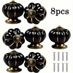 4/8 tk keraamilised k&otilde;rvitsa kapinupud, vintage moodsad k&otilde;rvitsa ukset&otilde;mbed k&ouml;&ouml;gile/kummutisahtlitele/kappidele/kappidele, must kruvidega 8PCS