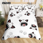 Prantsuse buldogi voodipesukomplekt Multikad Kutsikad Laste Voodiriided Armas teki-/tekikott ja padjap&uuml;&uuml;r Kawaii poisid, t&uuml;drukud EU single(135x200cm)