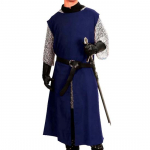 Keskaegne Halloweeni r&uuml;&uuml;tli tabardi cosplay kost&uuml;&uuml;m viikingi varrukateta tuunika s&otilde;dalase kleit, renessanss LARP S sinine