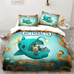 Uus 3D multifilm Octonauts voodipesukomplekt Magamistoa &uuml;heinimese kaheinimesevoodi Kuningliku suurusega tekikott ja padjap&uuml;&uuml;r Laste s&uuml;nnip&auml;evakingitus 135X200cm-2pcs