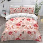 V&auml;rviline liblika- ja lilleline tekikoti komplekt king-size liblikate teemaline voodipesukomplekt lastele t&uuml;drukutele tekikott padjap&uuml;&uuml;rid EU single(135x200cm)