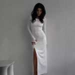 Naiste s&uuml;gisene seksikas &otilde;huke seljata l&otilde;hestatud kleit Moodne Spice Tie Up pikk kleit L