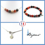 Pierres et Min&eacute;raux. Parure bijoux Bracelet Collier Perles Rhodonite + Labradorite + Agate Taille personnalisable.