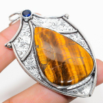 Tiger Eye, Blue Topaz 925 Sterling Silver Jewelry Pendant 2.96 k1s08