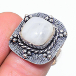 Moonstone Handmade 925 Sterling Silver Jewelry Ring Size 7 f2w40