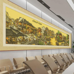 Nanxiangi unen&auml;gude maastik: 2023. aasta tipptasemel k&auml;sitsi valmistatud t&auml;istikanditega maastik elutuppa White Cloth Medium Grid 340*75CM Cotton Thread