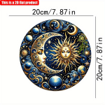 2D lame 20*20cm 1tk Sinine Taevakeha P&auml;ikese&Kuu Logo Puidust Ripats, Nostalgiline&M&uuml;stiline stiil Seinakujundus, Ideaalne Magamistuppa Elutuppa Kodu 20*20cm