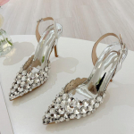 Liyke Elegantne Terava Otsaga Slingback Stiletto Sandaalid Kristallteemantidega Naiste Kingad K&otilde;rged Kontsad Pulmapeo Kingad Zapatos Mujer 35