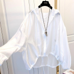 Jakid Naiste kapuutsiga suvised p&auml;ikesekindlad t&otilde;mblukuga mantlid &otilde;hukesed lahtised &uuml;ler&otilde;ivad hingavad v&auml;lisr&otilde;ivad kerged riided must XXXXL valge