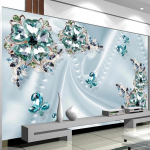 3D Tapeet Stereo Rohelised Kristalllilled Luksuslik Seinakate Elutuba Teleri Diivani Magamistoa Seinapaber 200 cm(W) x 140 cm(H)