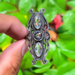 White Topaz Handmade 925 Sterling Silver Jewelry Ring Size 7.5 n0k42