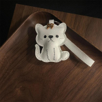 Cute little white cat bag pendant, women's high-end exquisite jewelry gift keychain, genuine leather handmade jewelry for friend
