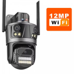 LS VISION ICsee turvalisuse PTZ kaamera 6K 12MP HD kolme objektiiviga 8x suumiga v&auml;li WiFi juhtmevaba CCTV videovalve automaatne j&auml;lgimine kodukaitse 12MP Cam