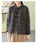 Naiste puuvillased tepitud mantlid Naiste s&uuml;gis-talvine vintage stiilis lillemustriga naiste paksud polsterdatud jakid M078 One size must