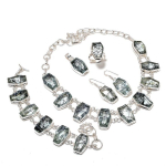 Black Rutile Gemstone Handmade 925 Sterling Silver Jewelry Set e7i52