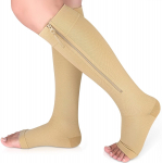 Lukuga kompressioonsukadKlassi sukad meestele ja naistele Avatud varba tugisukad veenilaiendite, tursete taastumise jaoksRase X-Large (1 Pair) beež