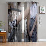 Puhta ja s&uuml;&uuml;tu t&uuml;druku pildiga kardinad, torukinnitusega kardinad, magamistuba ja elutuba, kodu kaunistamine, toa kaunistamine 29Wx64L(75x166CM)x2