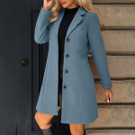 Naiste talvised villased mantlid N&ouml;&ouml;biga rev&auml;&auml;riga jakk Paksenenud trenchcoat Elegantne tuulejakk &Uuml;hev&auml;rviline Klassikaline keskmise pikkusega mantel L sinine