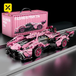 ToylinX Tehnilised ehitusklotsid Autov&otilde;idus&otilde;it Sport Kiirus S&otilde;iduki Mudel Linn Mehaaniline Superklotsid Puslem&auml;nguasjad T&auml;iskasvanu Kingitus pink