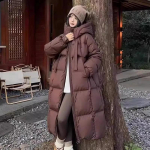 Must talvejope naiste paks puuvillane parkjakk Korea &uuml;lisuured lahtised kapuutsiga mantlid Naiste vabaaja pikk mantel S kohv