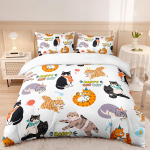 Laste Multikassi Kassi Voodipesukomplekt Kawaii Kutsikas Tekikate Kuninglik Suurus 3-osaline Armas Loomne Tekikate Poistele ja T&uuml;drukutele 90X200cm