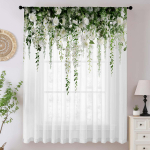 Naturaalne Romantiline Stiil &Uuml;heosaline Lilleline Aknakardin V&auml;rske Elegantne Dekoorielement &Otilde;rn Romantiline Atmosf&auml;&auml;r 100*150 Grommet Top 1pcs white