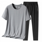 Ice Silk kaheosaline meeste siidist sile elastne suvine l&uuml;hikeste varrukatega vabaaja spordikomplekt XXXXXL