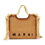 Marni Tassidega &otilde;lgkott tikitud logoga ja nahk&auml;&auml;ristega Naiste k&auml;ekott Kollane BMMP0024U0-P3860-00M50 Basic Set (Bag+Dust Bag)
