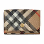 Burberry Kompaktne Ruuduline Pol&uuml;uretaanrahakott Meeste Rahakott Beež 80952911 Basic Set (Bag+Dust Bag)