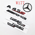 Kuum Autokleeps 3D ABS Must A45S Logo Turbo 4MATIC M&auml;rk Auto Tagumine T&auml;heke Pagasiruum AMG Embleem Mercedes Benz A 45S AMG W17 jaoks