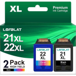 Pack 2 cartouches compatibles HP 21XL (noir) + 22XL (tricolore) &mdash; pour DeskJet/OfficeJet (3940, D2360, F380...)