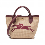 Longchamp Le Pliage Paris 15 Logoga Tikitud V&auml;rviplokk Kootud Linane Segu Pelmeenikott &Otilde;lakott Tassikott Mini Naiste kotid 10162HYTP59 Khaki & Red