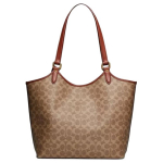 Coach P&auml;ev 32 Klassikaline Monogrammiga Tr&uuml;kitud Kunstnahast Totes Kott Naiste Totes Kotid Pruun Kollane C6336-B4XHG Basic Set (Bag+Dust Bag)