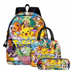 3 tk Pok&eacute;mon Pikachu Seljakott L&otilde;unakarp K&uuml;ljekott Komplekt Lastele &Otilde;pilastele Pokemon Kott
