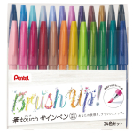 Pentel Brush Touch Sign Pen, 24-v&auml;rviline komplekt, SES15C-24ST