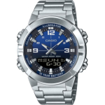 Casio 50M Veekindel Moodne Mitmek&uuml;lgne Kvartsmehhanism Roostevabast Terasest Rihm Unisex Sinine Tihikuga Unisex Kellad AMW-870DA-2A1V Blue Dial