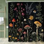 Taimede ja Lillede ning Seente Du&scaron;ikardin, Lilleline Botaaniline Vintage Boheemlaslik Stiil Vannitoa Dekoratiivne Du&scaron;ikardin 180x180cm-70x70in