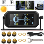 Juhtmevaba auto Tpms rehvir&otilde;hu andurid p&auml;ikeseenergia rehvir&otilde;hu j&auml;lgimiss&uuml;steem temperatuurialarm 6 ratta rehvi v&auml;line andur must