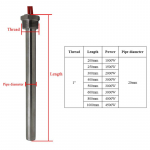 1/2 3/4 1 Kassettk&uuml;ttekeha Element 16mm 20mm Toru L&auml;bim&otilde;&otilde;t 220V Silindriline K&uuml;ttekeha 0.3KW/1KW/1.5KW/2KW Torukujuline K&uuml;ttekeha DN15 500W L150mm