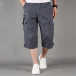 Meeste Lihtne Multi Pocket Cargo Shorts P&uuml;ksid Elastsed P&uuml;ksid Suvine vabaaja M tumehall v&auml;rv